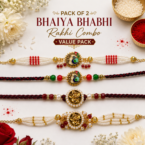 Gajmukhi Gulnaar & Mayur Milan Bhaiya Bhabhi Rakhi Pack of 2