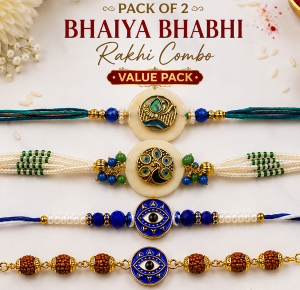 Mor Pankh Aura Bhaiya Bhabhi Rakhi Pack of 2