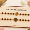 Hriday Om & Ganesh Ji Rudraksha Rakhi Pack of 2