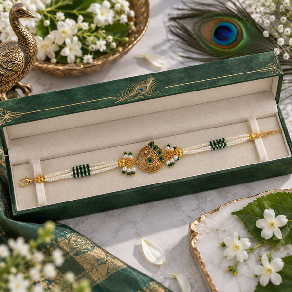 Emerald Peacock Pearl Bracelet