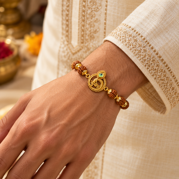 Shree Krishna Peacock Charm Bracelet