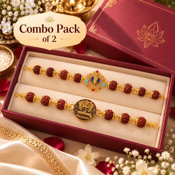 Divine Rudraksha Spiritual Bracelet Combo – Pack of 2