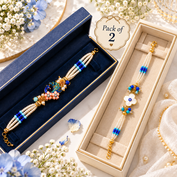 Royal Peacock Pearl Bracelet Combo – Pack of 2