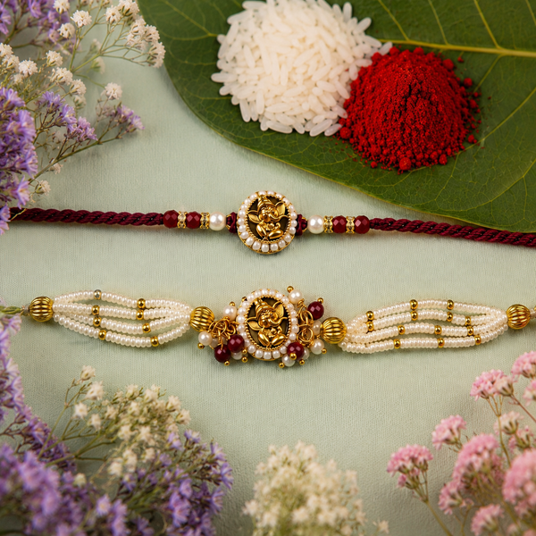 Gajmukhi Gulnaar Bhaiya Bhabhi Rakhi Set