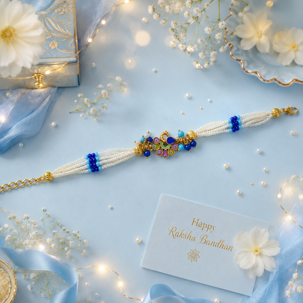 Neelanjali Peacock Vighnaharta Pearl Rakhi Pack of 2