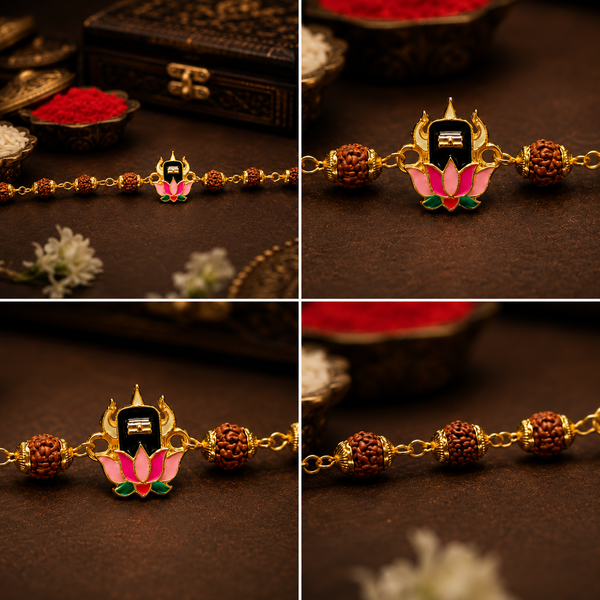 Kanha Morpankh & Shivkamal Rudraksha Rakhi Pack of 2