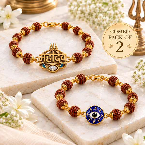 Mahadev Rudraksha Protection Bracelet Combo – Pack of 2