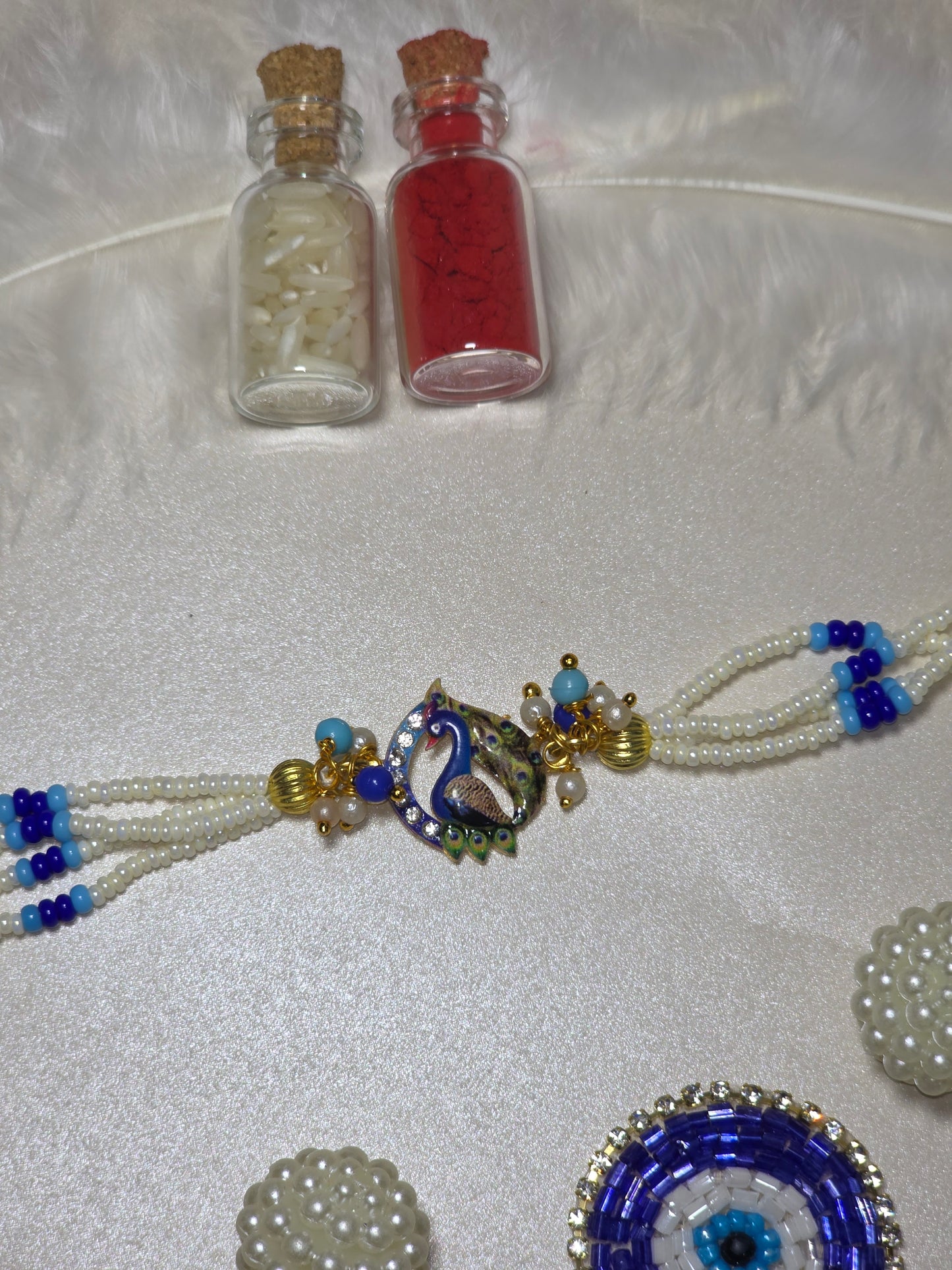 Morpankh Ratna Rakhi (with Kumkum & Chawal)