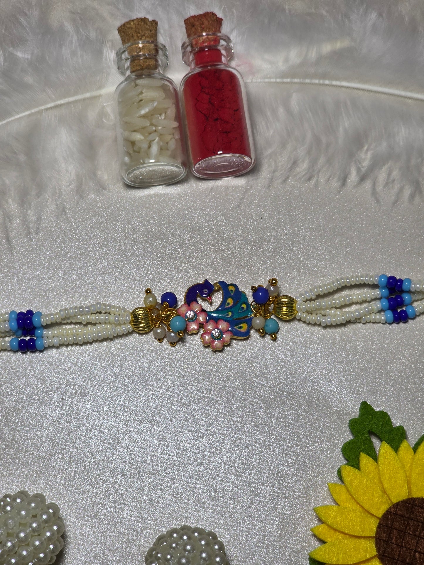 Mayur Prem Bandhan Rakhi (with Kumkum & Chawal)