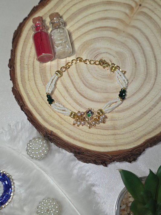 Mayur Komal Shringar Rakhi (with Kumkum & Chawal)