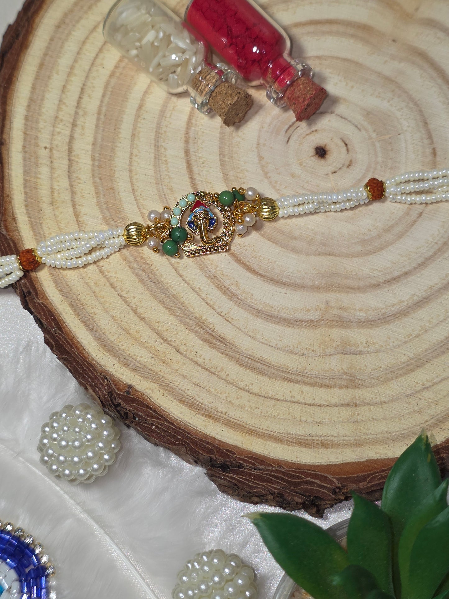 Shree Ganesh Saumya Shringar Rakhi (with Kumkum & Chawal)