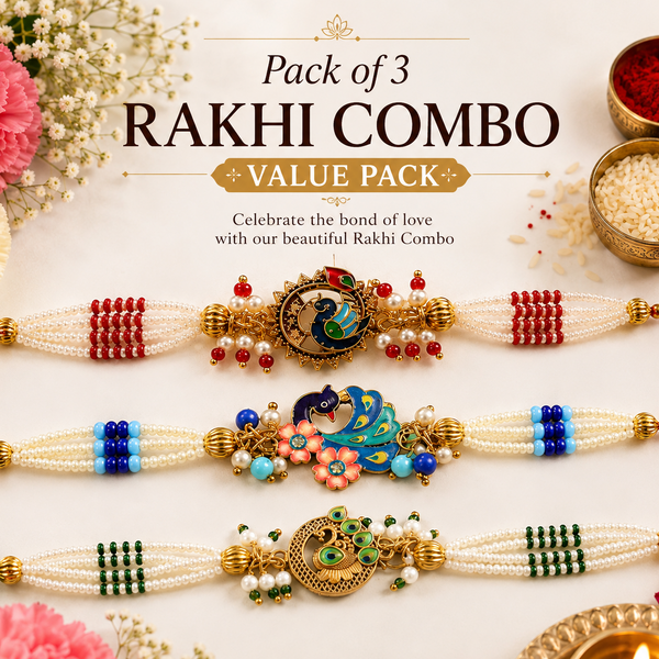 Elegant Pearl Rakhi Gift Pack of 3