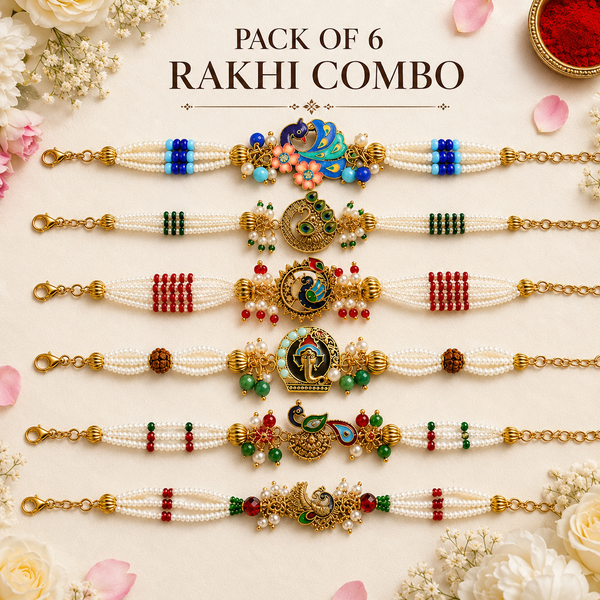 Signature Pearl Rakhi Gift Pack of 6
