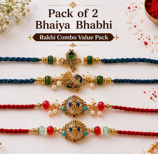 Shree Ganesh & Mayur Milan Bhaiya Bhabhi Rakhi Pack of 2