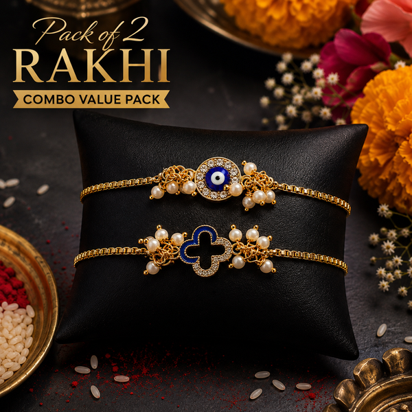 Nazar Kavach Bracelet & Nazar Bloom Bracelet Rakhi Pack of 2