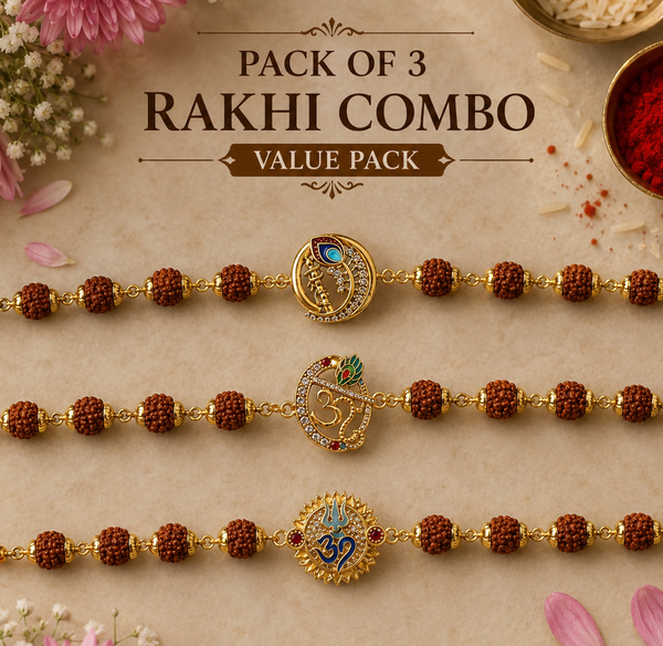 Handcrafted Rudraksha Rakhi Pack of 3