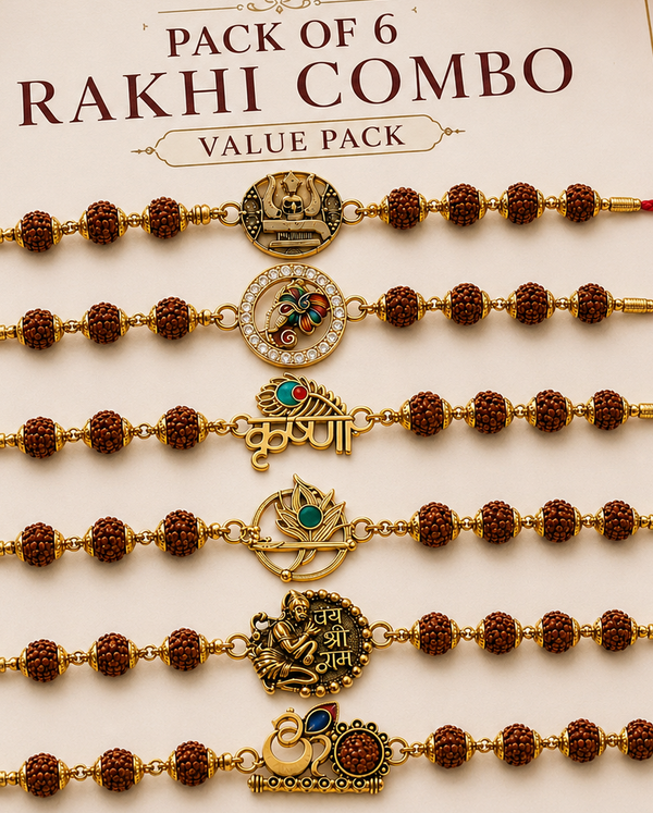 Rudraksha Rakhi Collection PACK of 6