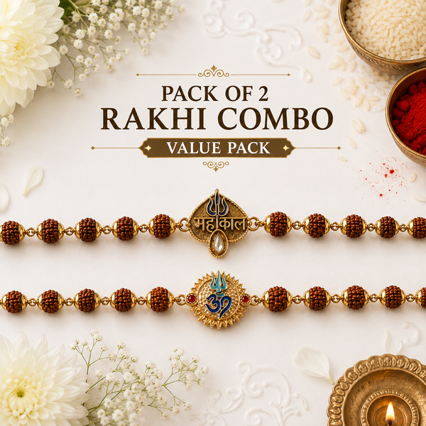 Mahakal Trishul & Trishul Om Rudraksha Rakhi Pack of 2