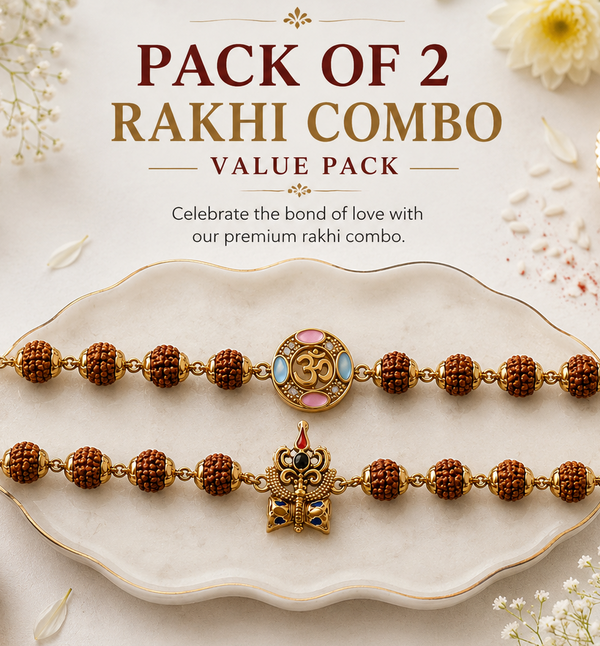 Trishul Om & Shubh Om Rudraksha Rakhi Pack of 2