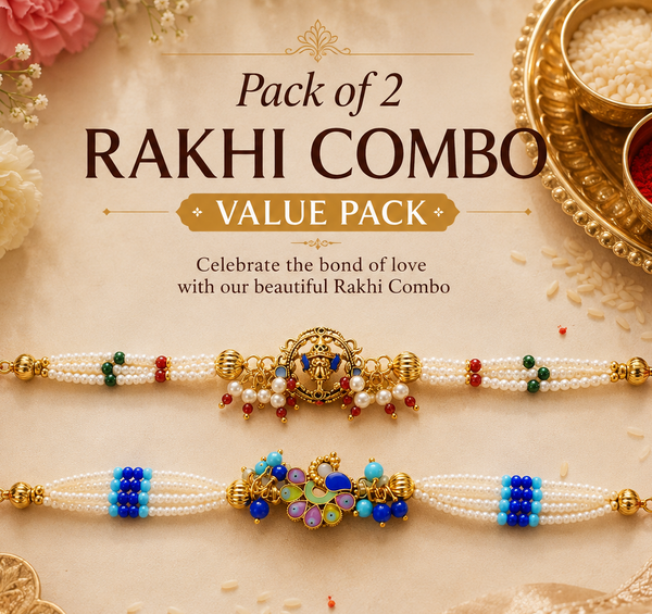 Neelanjali Peacock Vighnaharta Pearl Rakhi Pack of 2