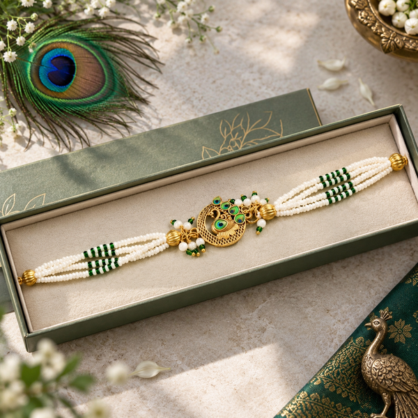Emerald Peacock Pearl Bracelet