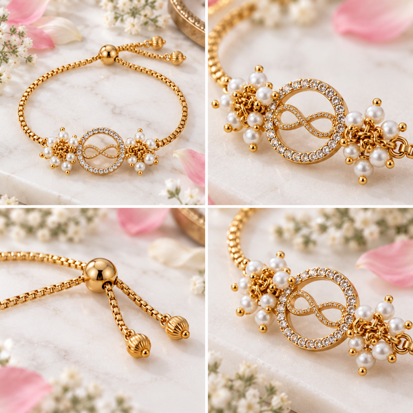 Infinity Pearl Charm Bracelet