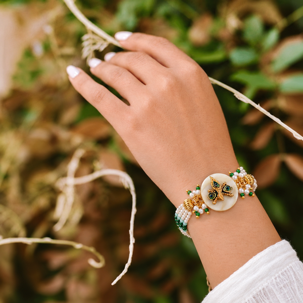 Emerald Peacock Elegance Bracelet Combo – Pack of 2