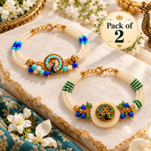 Royal Peacock Pearl Bracelet Combo – Pack of 2
