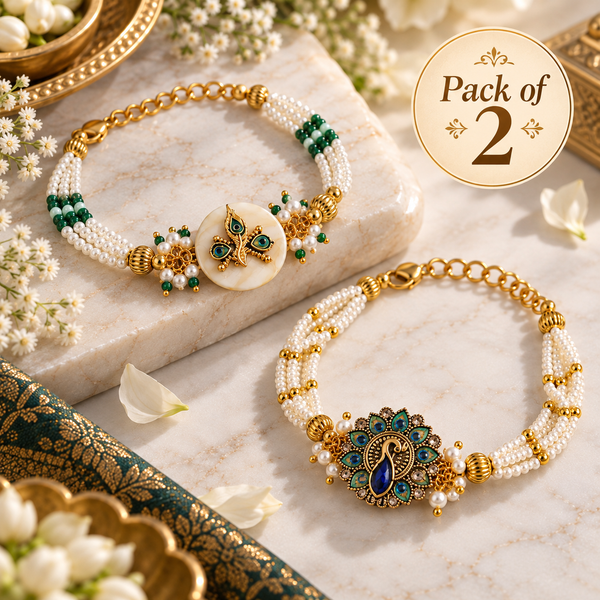 Emerald Peacock Elegance Bracelet Combo – Pack of 2