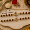 Krishna Bansuri & Divine Om Rudraksha Rakhi Pack of 2