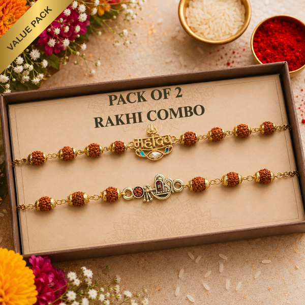 Om Mahadev Mahakal Rudraksha Rakhi Pack of 2