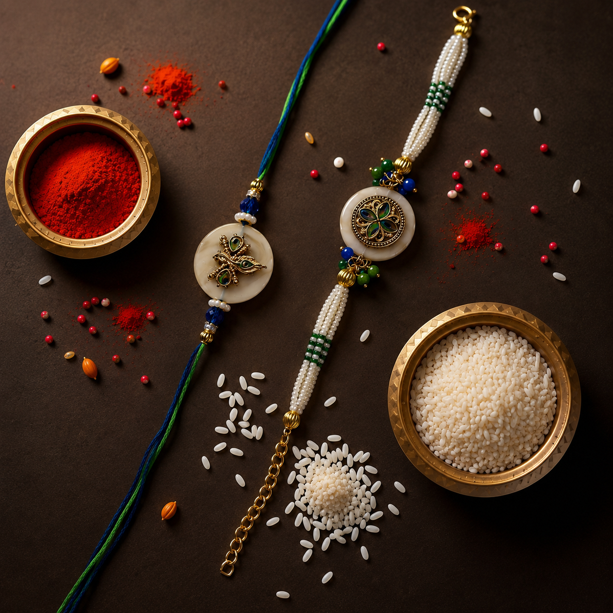 Krishna Mayur Shringar Lumba Set (with Kumkum & Chawal)