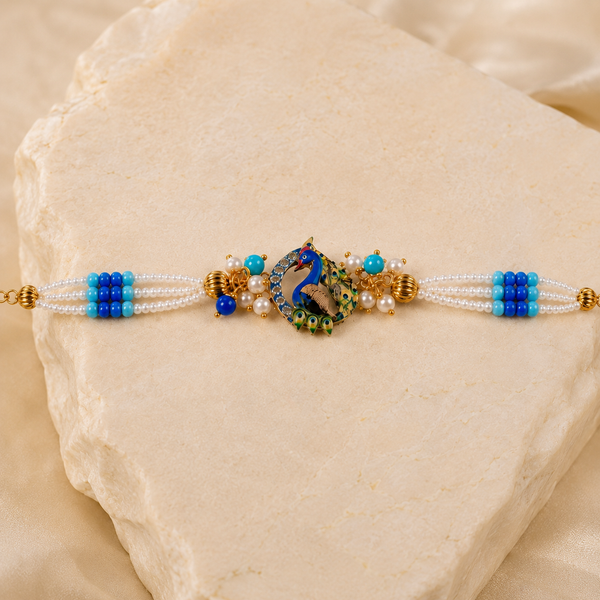 Luxury Handcrafted Pearl Rakhi Pack of 3