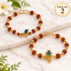 Krishna Peacock Feather Rudraksha Bracelet Combo – Pack of 2