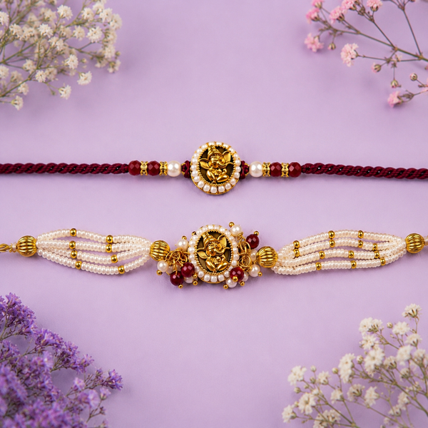 Gajmukhi Gulnaar Bhaiya Bhabhi Rakhi Set