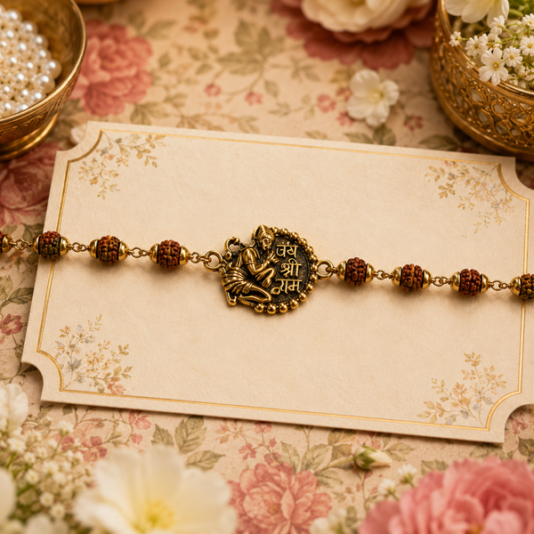 Jai Shri Ram & Rudra Omkar Rudraksha Rakhi Pack of 2