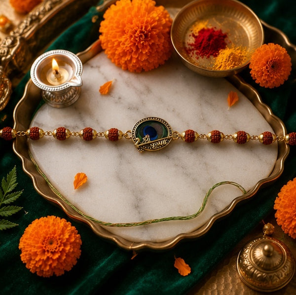 Shree Krishna Morpankh Rudraksha Rakhi