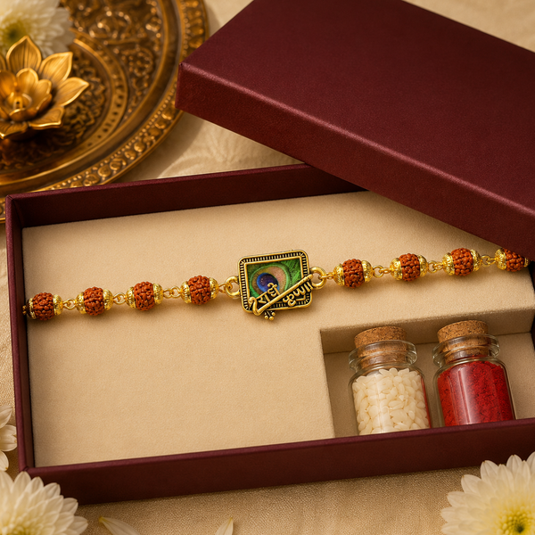 Premium Handmade Rudraksha Rakhi Pack of 3