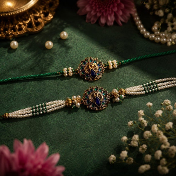 Shahi Mayura Bhaiya Bhabhi Rakhi Set