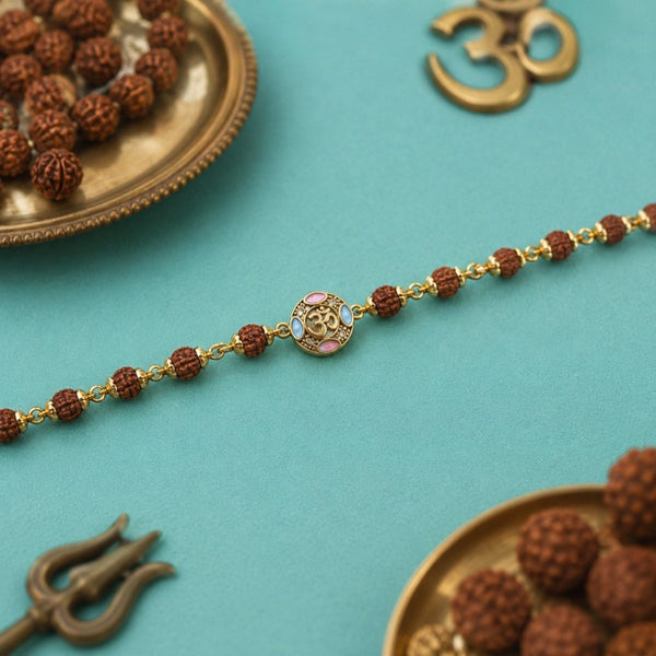 Trishul Om & Shubh Om Rudraksha Rakhi Pack of 2