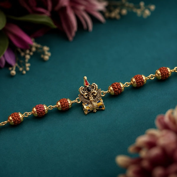 Trishul Om & Shubh Om Rudraksha Rakhi Pack of 2