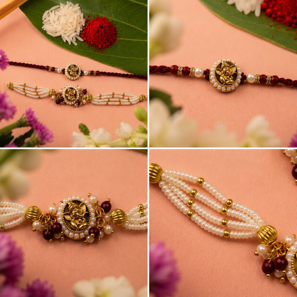 Gajmukhi Gulnaar Bhaiya Bhabhi Rakhi Set