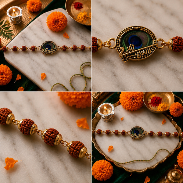 Shree Krishna Morpankh Rudraksha Rakhi